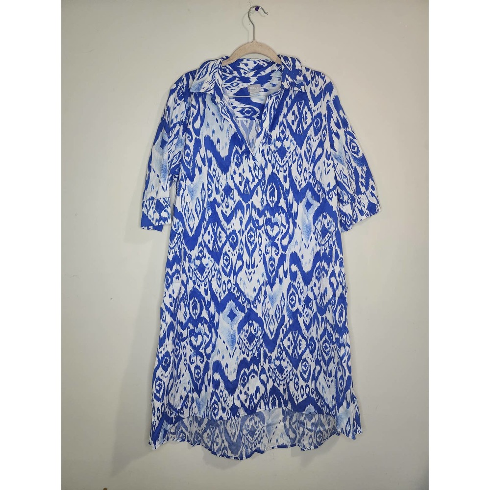 Chico's Blue and White Midi Dress